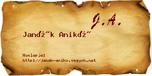 Janák Anikó névjegykártya